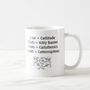 Taza De Café Cats_-_Cartoon_2, 1 gato = Cattitude 2 gatos = Ki…