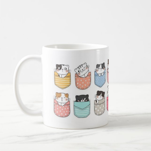 Taza De Café Cats in Colorful Pockets Mug (Izquierda)