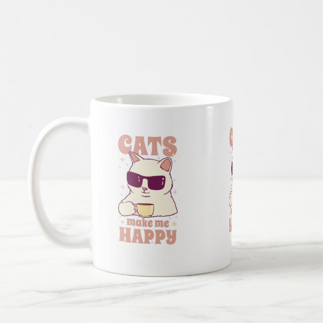 Taza De Café Cats Make Me Happy Mug (Izquierda)