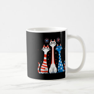 Taza De Café Cats Rojos Blancos Azules Usando La Bandera Fuego 