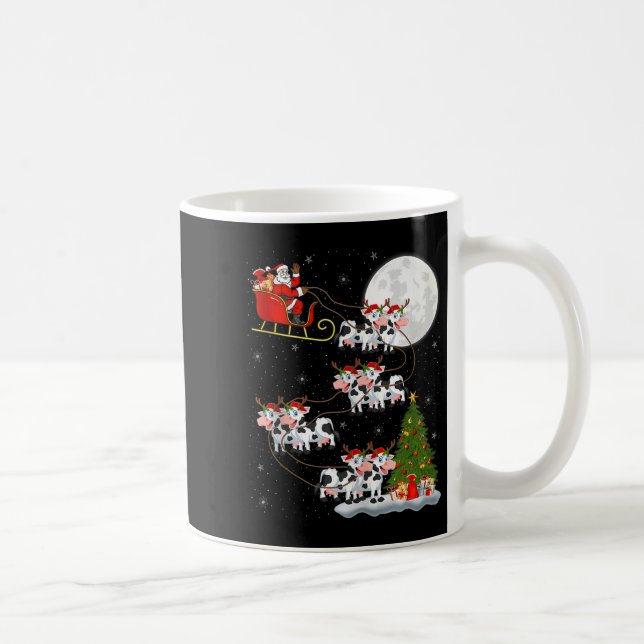 Taza De Café Cattle Cow Santa Sleigh Flying Funny Magical Chris (Derecha)