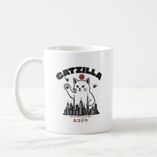 Taza De Café Catzilla - Graciosa parodia del gato Godzilla