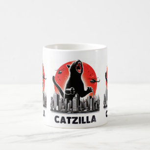 Taza De Café Catzilla Gracioso Gato Rampa Epic Feline Monster C
