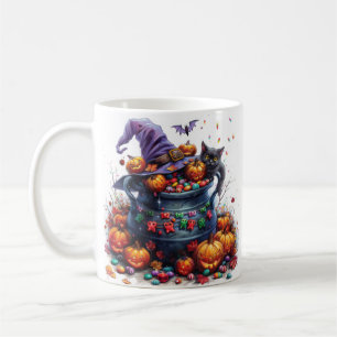 Taza De Café Cauldron Halloween mágico rellenado con candy