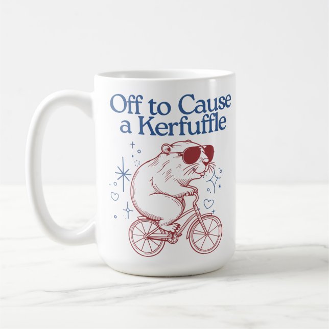 Taza De Café Causar un castor gracioso en una bicicleta (Izquierda)