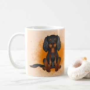 Taza De Café Cavalier King Charles de color negro y marrón sobr