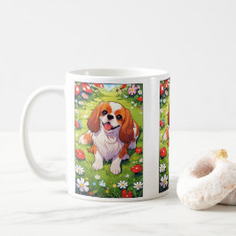 Taza De Café Cavalier King Charles Flores pastel campo