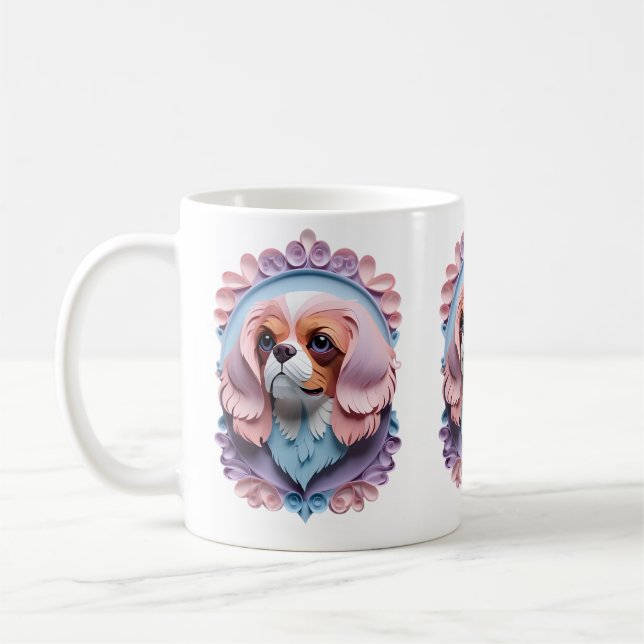 Taza De Café Cavalier King Charles Pastel Cortar el Arte (Izquierda)