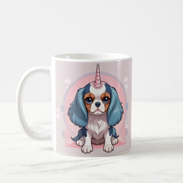 Taza De Café Cavalier King Charles Pink Pastel Unicorn (Izquierda)