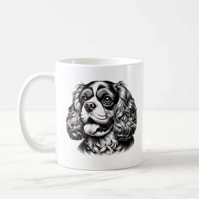 Taza De Café Cavalier King Charles Spaniel Adorable Dog Face (Izquierda)