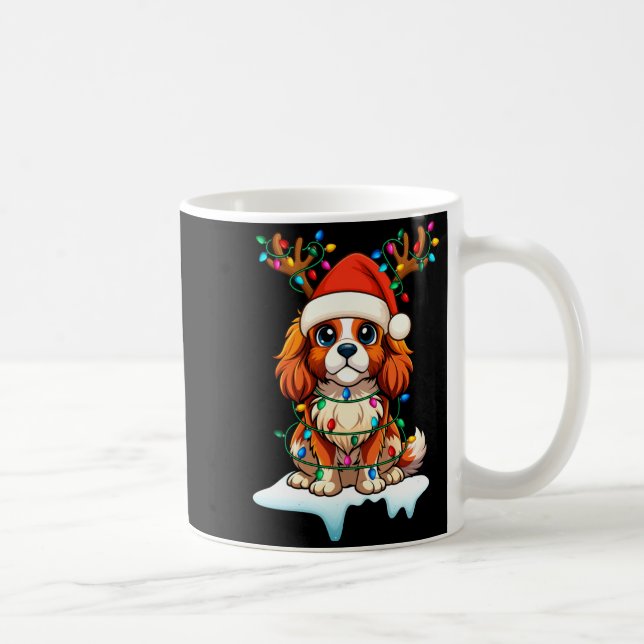 Taza De Café Cavalier King Charles Spaniel Christmas Reindeer P (Derecha)