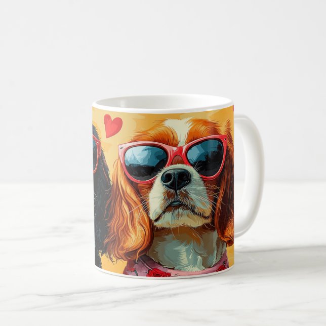 Taza De Café Cavalier King Charles Spaniel Día de San Valentín (Anverso derecho)