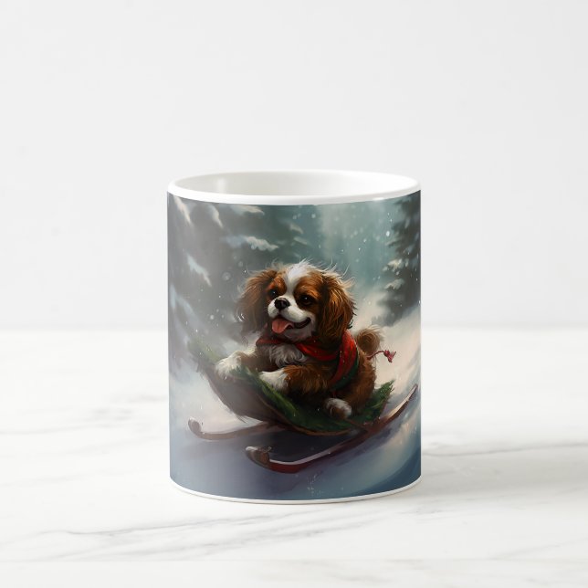 Taza De Café Cavalier King Charles Spaniel  Navidad nieve (Centro)