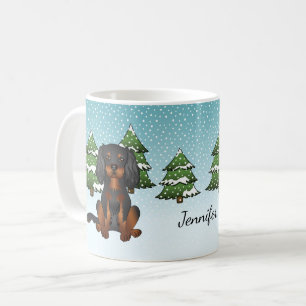 Taza De Café Cavalier King Charles Spaniel negro y castaño en i