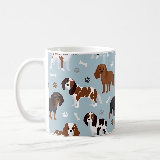 Taza De Café Cavalier King Charles Spaniel Paws and Bones (Izquierda)