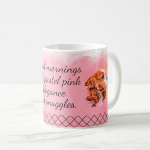Taza De Café Cavalier King Charles Spaniel rosa pastel personal