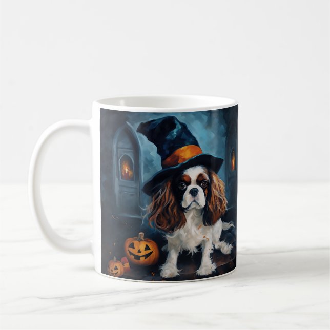 Taza De Café Cavalier King Pumpkins Halloween Scary (Izquierda)