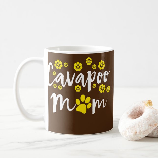 Taza De Café Cavapoo Mom Buttercup Flower Design con amarillo (Con donut)