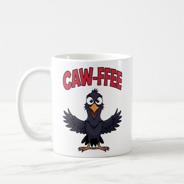 Taza De Café CAW-FFEE Funny Crow Coffee Lover (Izquierda)