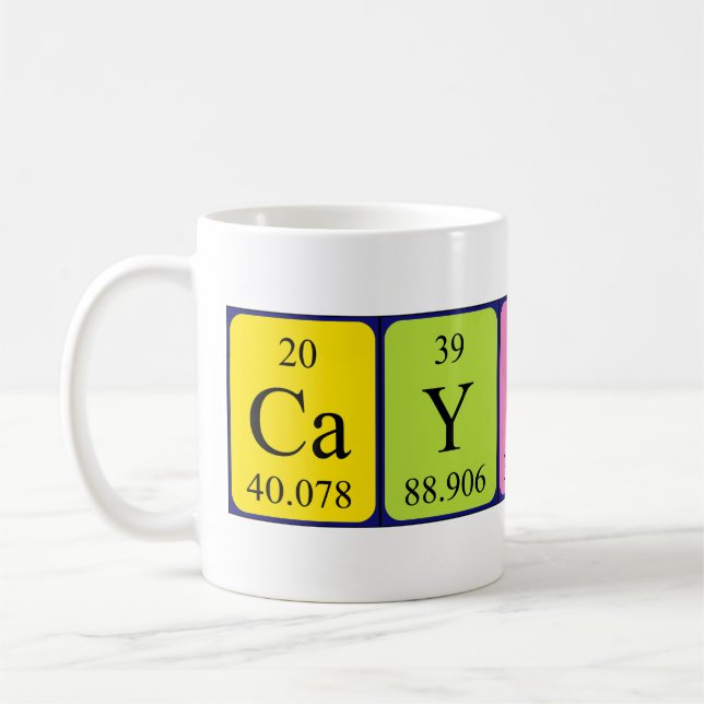 Taza De Café Cayson periódica nombre de tabla mug (Izquierda)