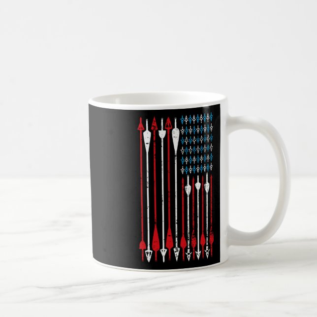 Taza De Café Caza de arco con bandera estadounidense de época (Derecha)