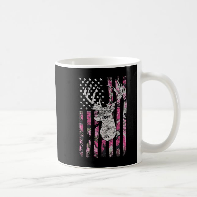 Taza De Café Caza de ciervos Camo Bandera Americana Pink Buck (Derecha)