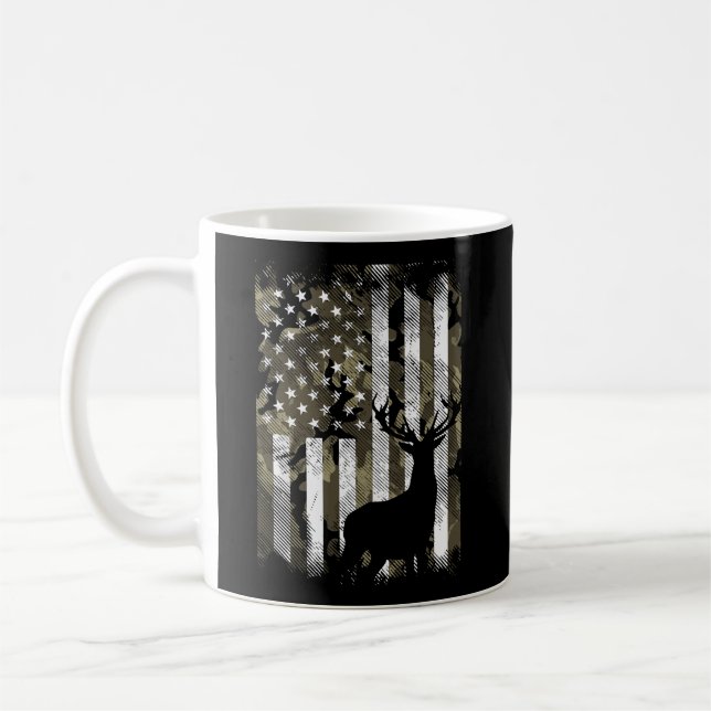 Taza De Café Caza de ciervos de la bandera estadounidense de Ca (Izquierda)