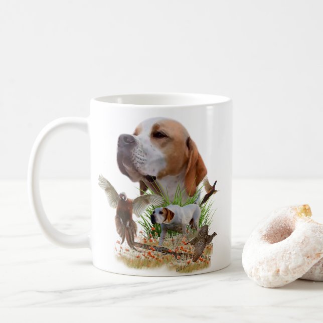 Taza De Café Caza de faisanes con punteros, arte (Con donut)