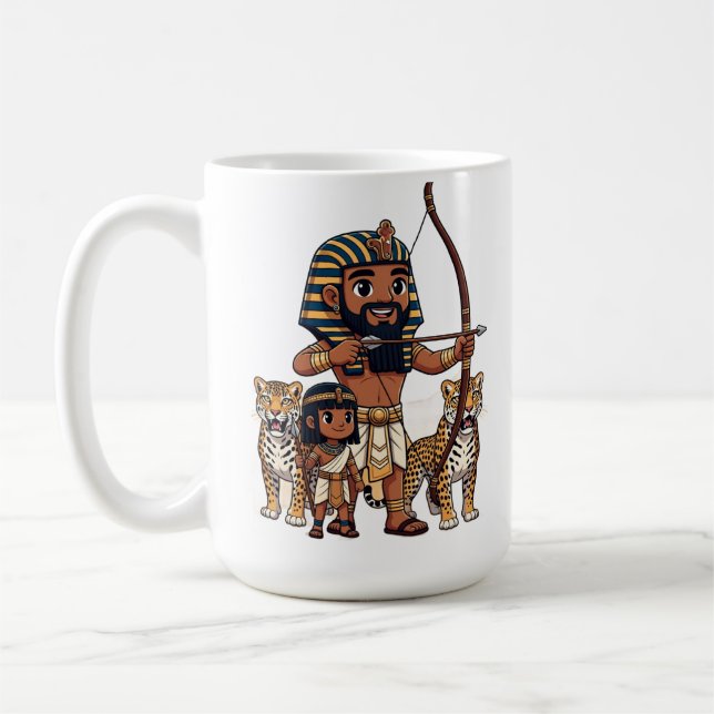 Taza De Café Caza del Antiguo Egipto con leopardos (Izquierda)