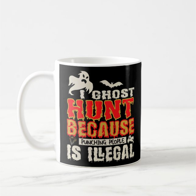 Taza De Café Caza fantasma golpeando a gente, cazador fantasma  (Izquierda)