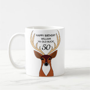 Taza De Café Cazador de Ciervos Divertido Viejo Ciervo Cumpleañ