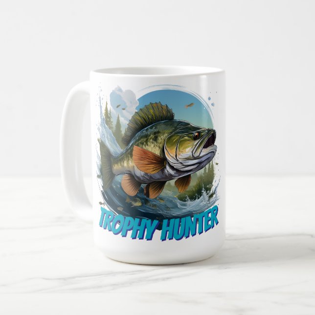 Taza De Café Cazador de Lubinas Trofeo Personalizable  (Anverso izquierdo)