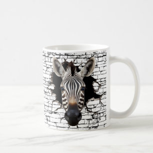 Taza De Café Cebra 3D Arte de Pared Rota – Safari Realista