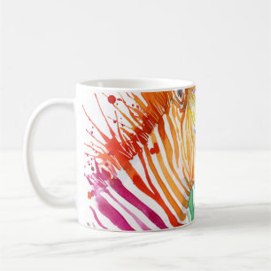 Taza De Café Cebra arcoiris, ilustracion silvestre acuático.