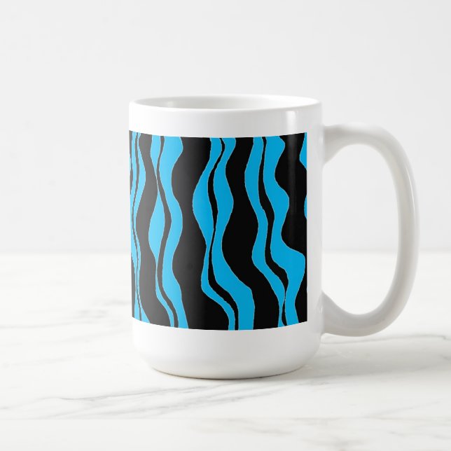 Taza De Café Cebra de rayas negras y azules (Derecha)