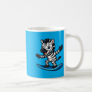 Taza De Café Cebra Divertida de Surf Animales Divertidos Playa