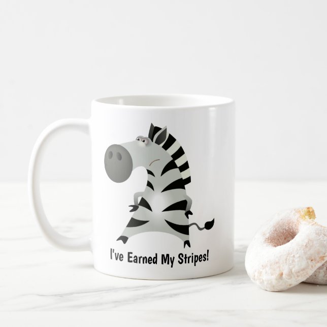 Taza De Café Cebra linda: ¡He ganado mis rayas! (Con donut)