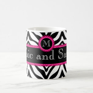 Taza De Café Cebra y Encaje Chic y Sassy Monograma