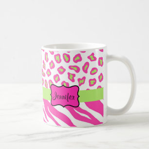 Taza De Café Cebra y piel rosadas y blancas de Cheeta