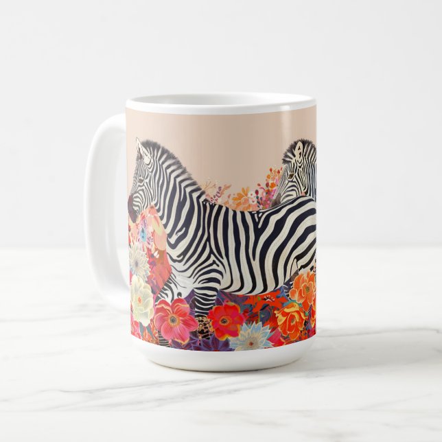 Taza De Café Cebras en Flores (Anverso izquierdo)