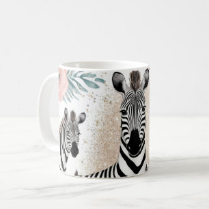 Taza De Café Cebras singulares y fantasía floral