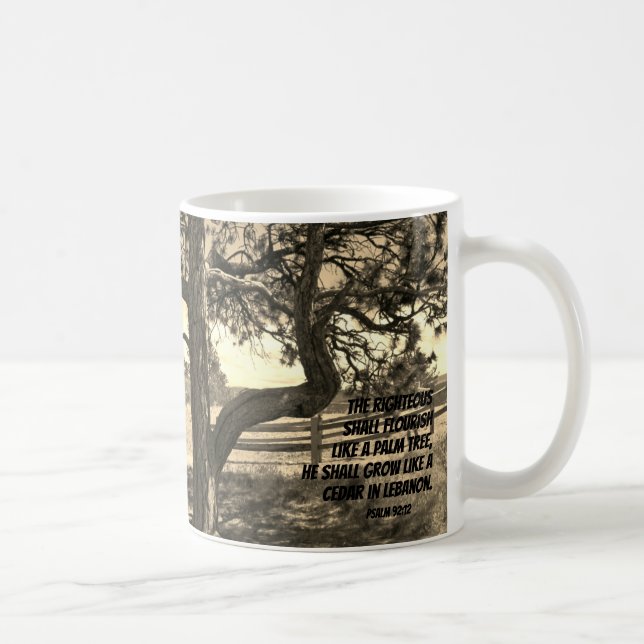 Taza De Café Cedros de la Biblia del Líbano versus Salmo 91:12 (Derecha)