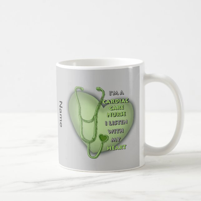 Taza De Café Cefalea Verde Enfermero de cuidados cardíacos (Derecha)