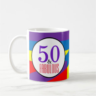 Taza De Café Celebración audaz del 50 cumpleaños Arte moderno e