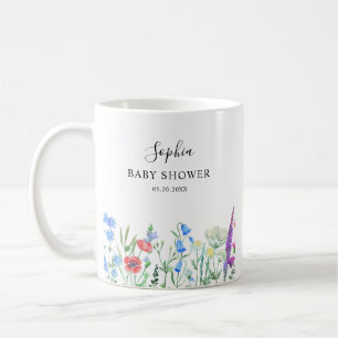 Taza De Café Celebración de Baby Shower con Flor Silvestre Mult
