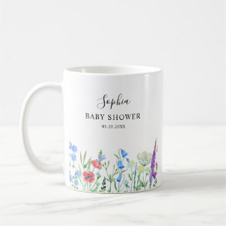 Taza De Café Celebración de Baby Shower con Flor Silvestre Mult