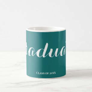 Taza De Café Celebración de "Clase de" Graduado Verde y Blanco