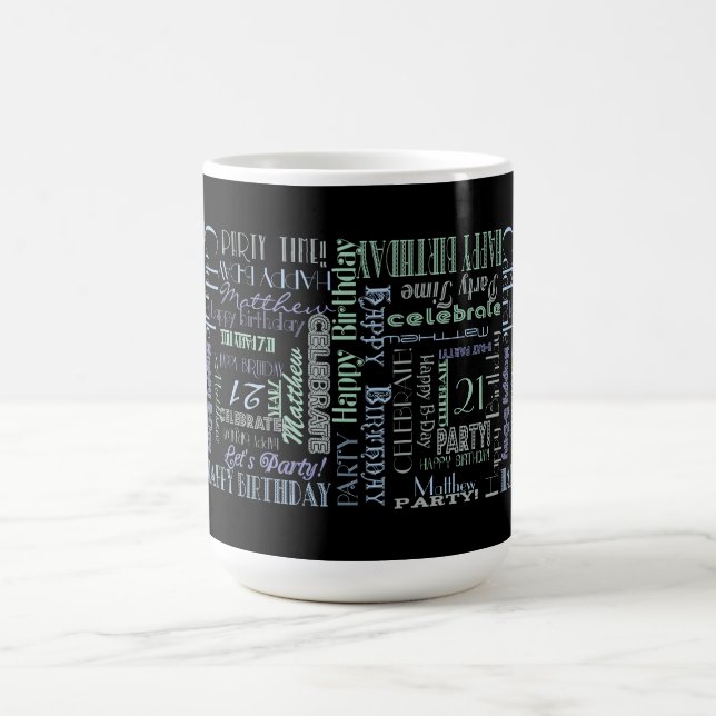 Taza De Café ¡Celebración de cumpleaños! NOMBRE y EDAD personal (Centro)
