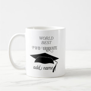 Taza De Café Celebración de Graduación de Doctorado PHD Felicit