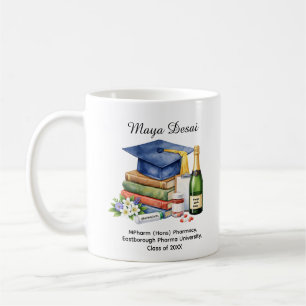 Taza De Café 🎓 Celebración de Graduación en Farmacia  Nombre y